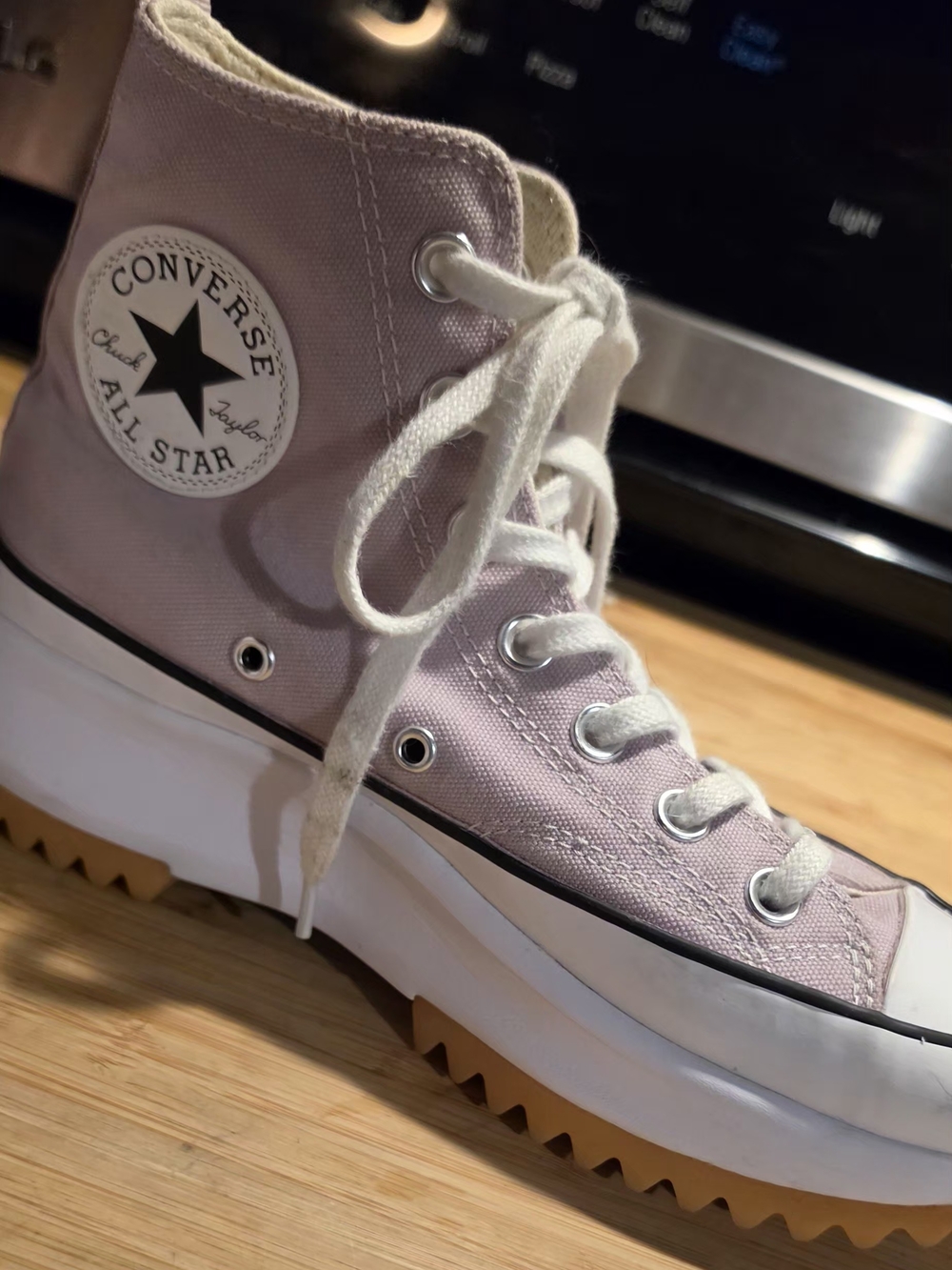 Converse High-Top Platform Sneaker in Light Pink and White Sz 6.5